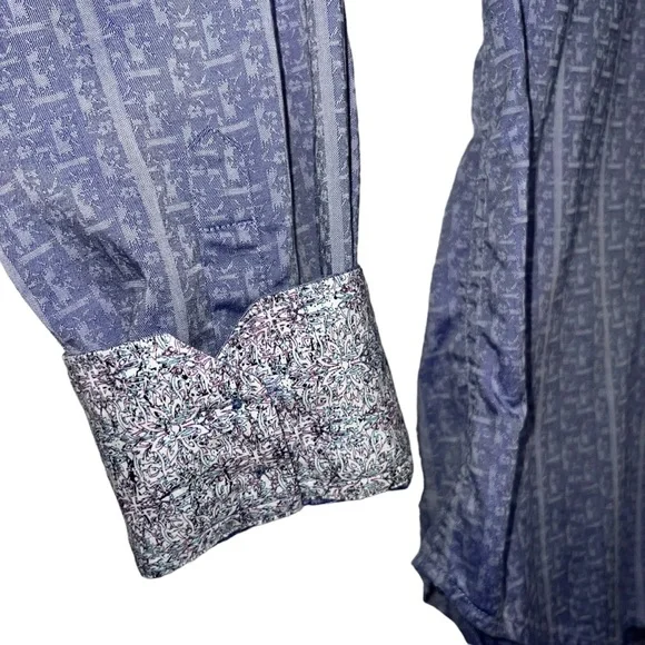 Robert Graham Blue Boho Abstract Dressy Button Down Shirt Extra Large - Picture 7 of 12